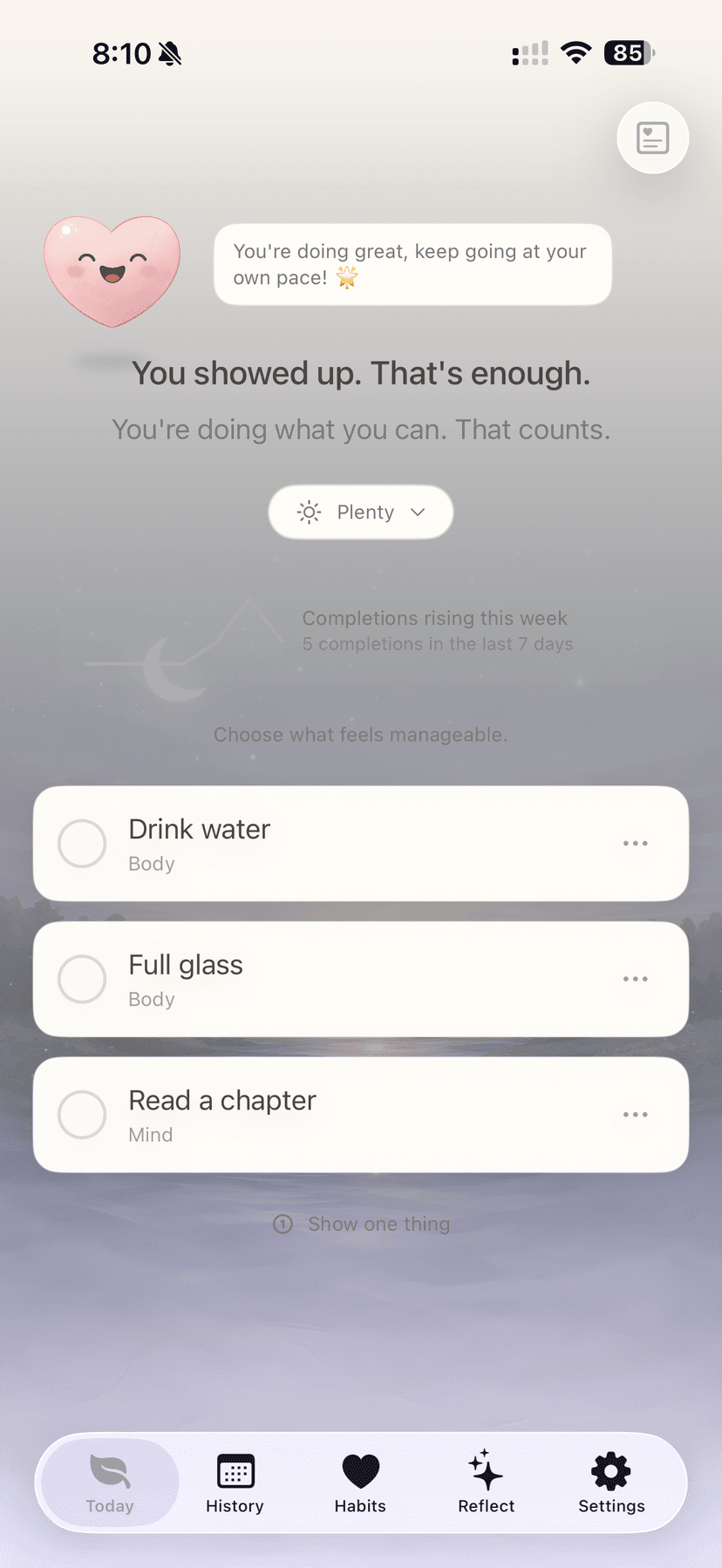 Energy adaptive habits