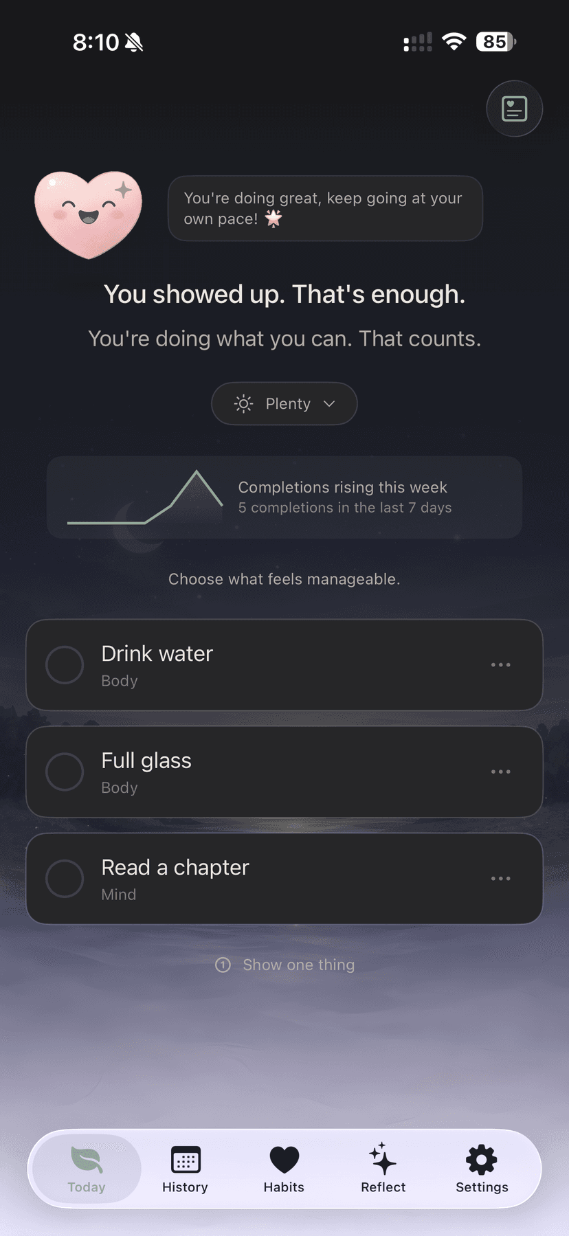 Quiet mode dark theme